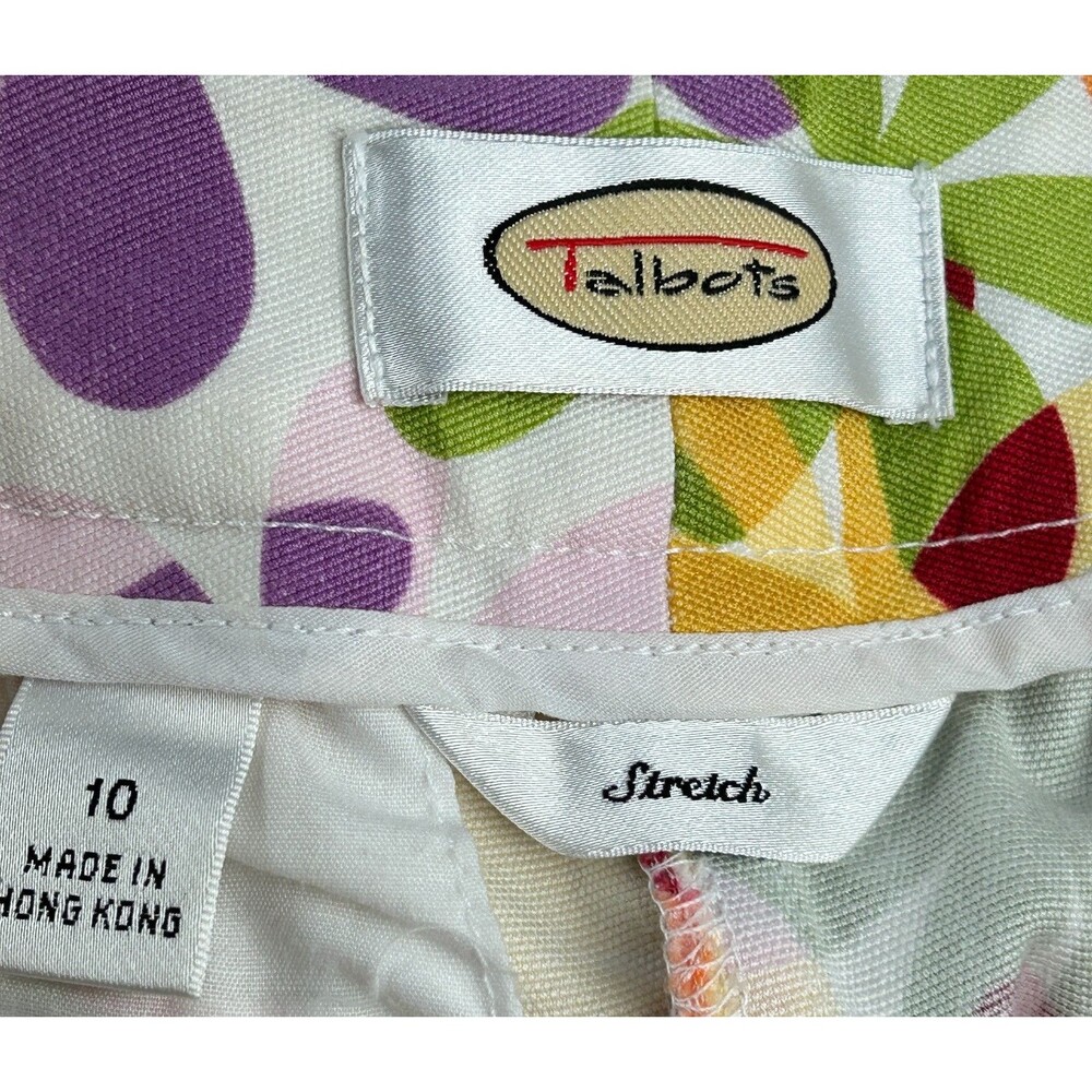 Talbots Flower Power Crazy Daisy Colorful Crop Dress Pants Size 10 - Picture 12 of 14